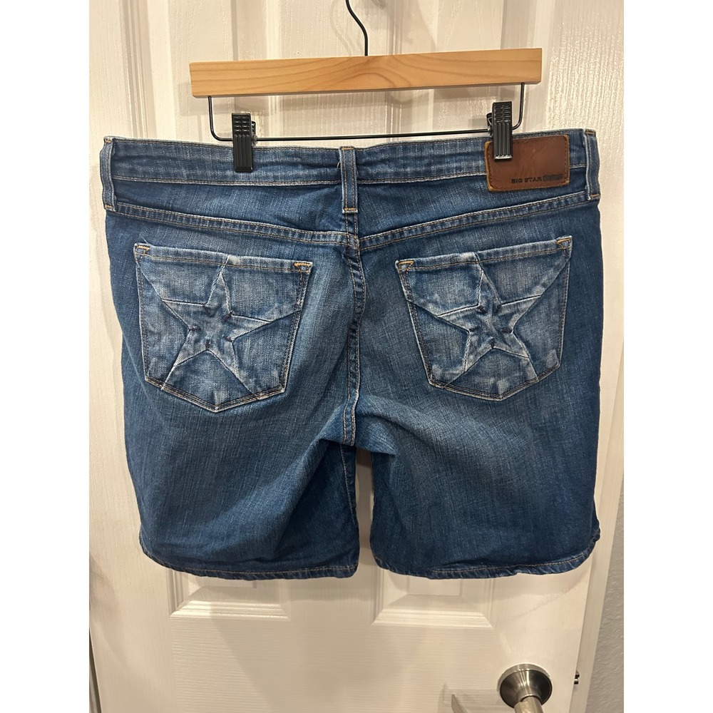 Big Star Denim Shorts Blue Remy Low Rise Star Pocket Embroidered Jean Shorts